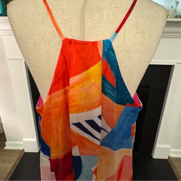 🎨 Nicole Miller New York Abstract Watercolor Maxi Dress – Size L - Picture 6 of 11